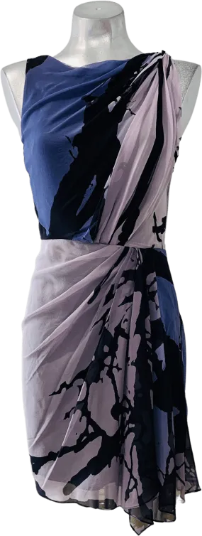 00's Draped Sleeveless Silk Print Dress by Diane Von Furstenberg