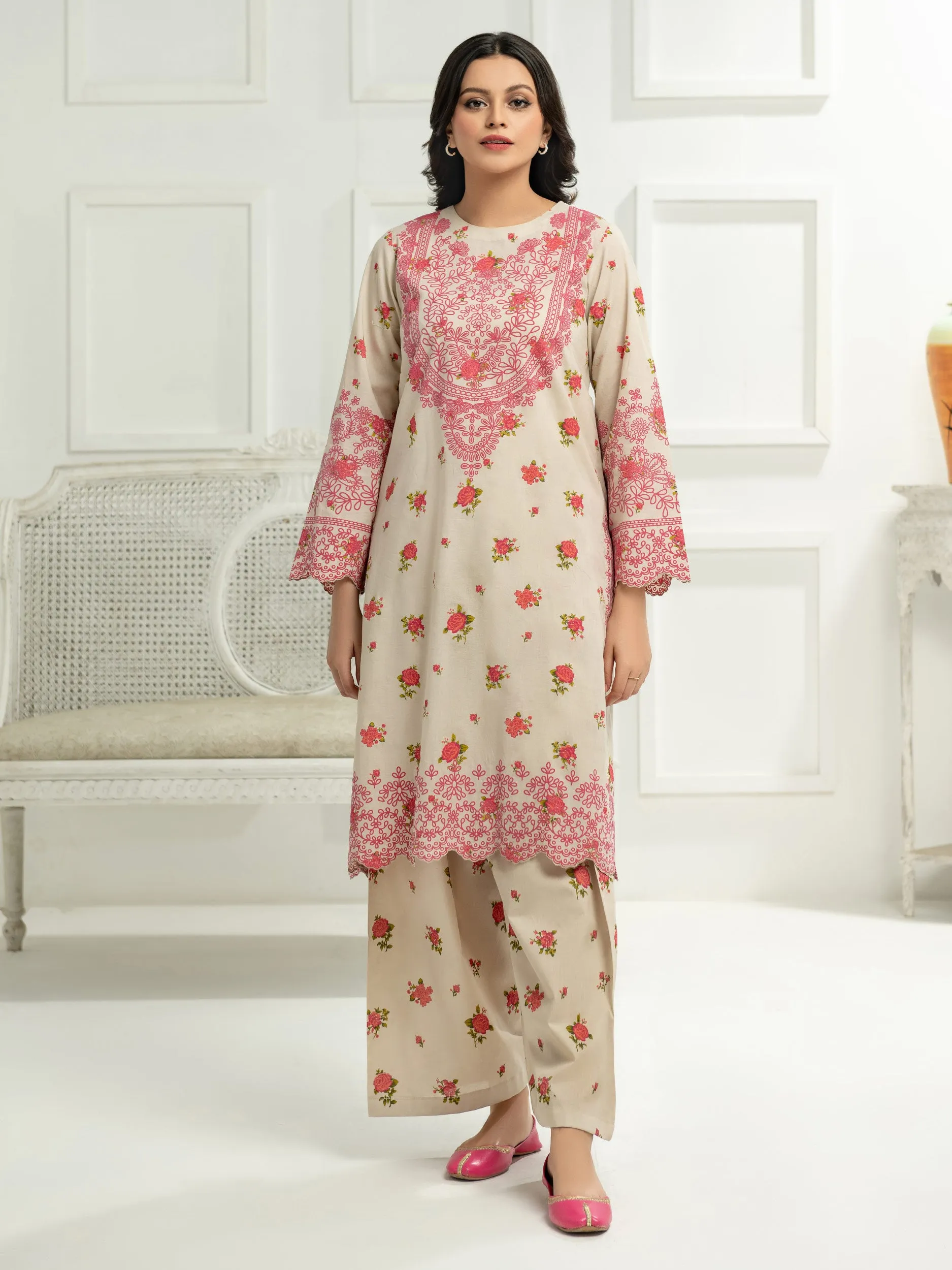 2 Piece Lawn Suit-Embossed Printed (Unstitched)