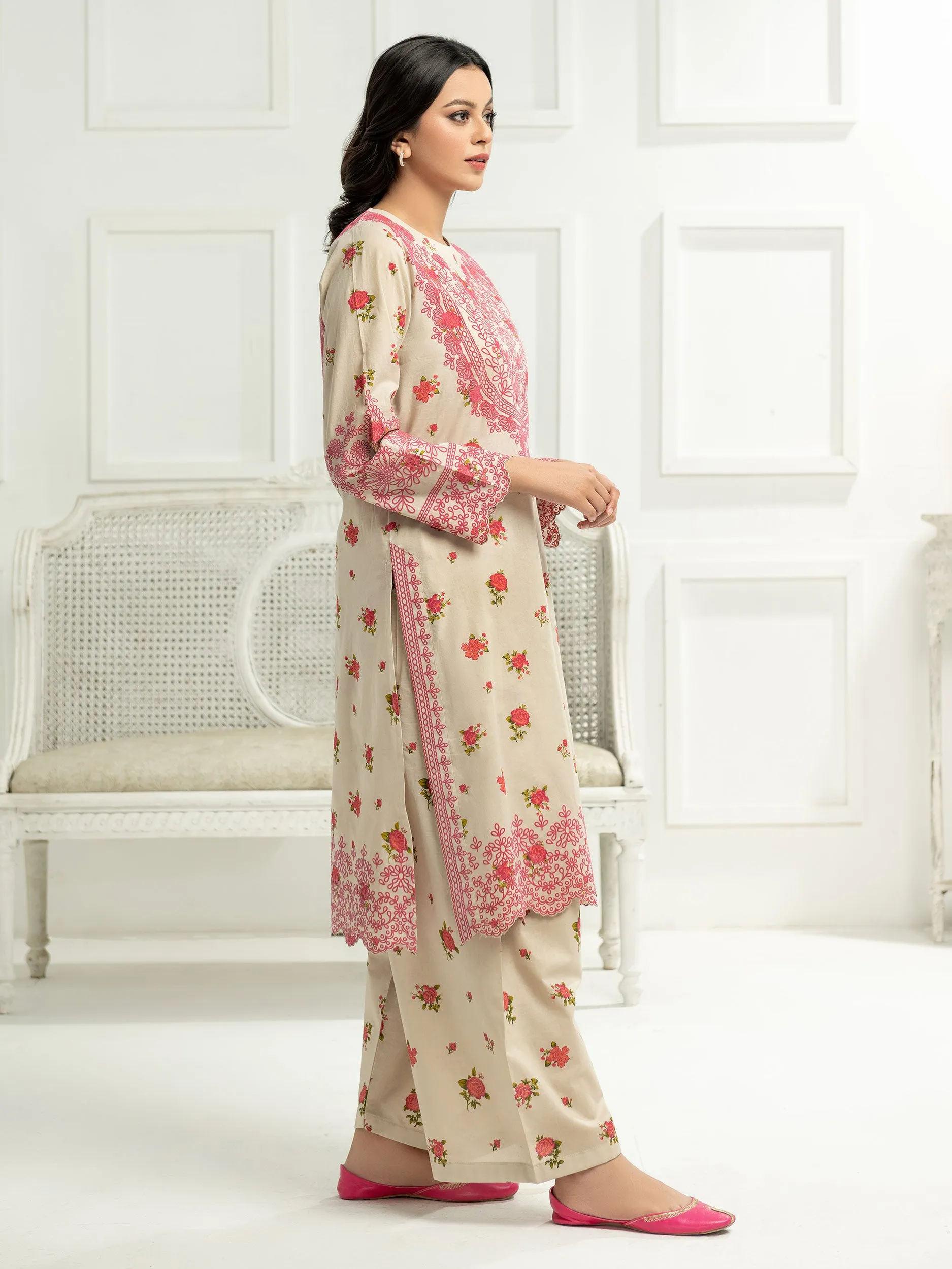 2 Piece Lawn Suit-Embossed Printed (Unstitched)