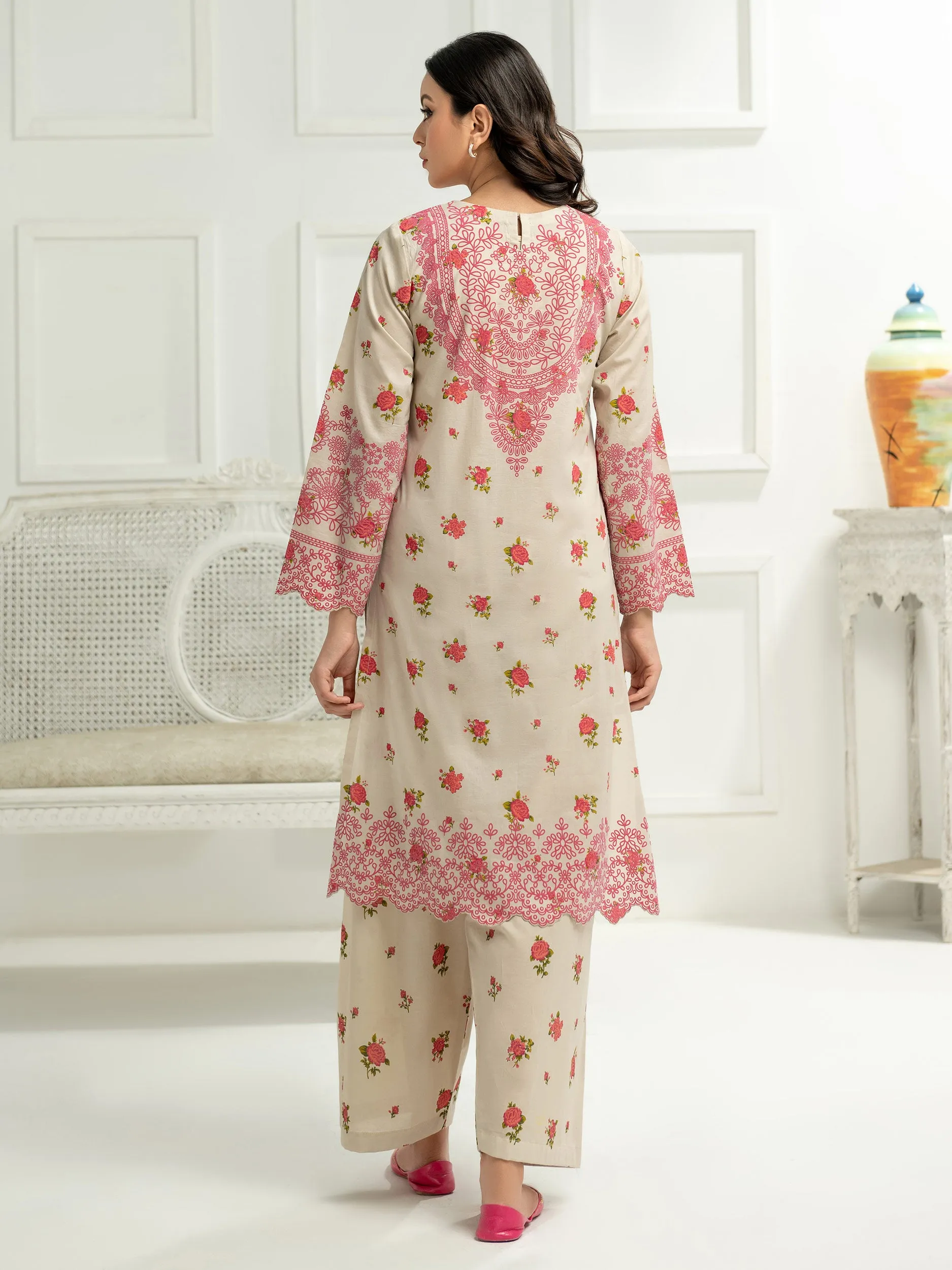 2 Piece Lawn Suit-Embossed Printed (Unstitched)