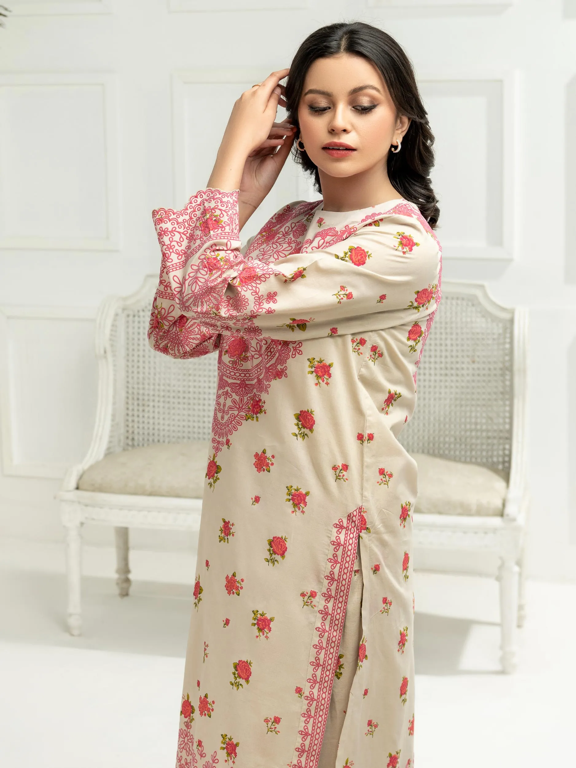 2 Piece Lawn Suit-Embossed Printed (Unstitched)