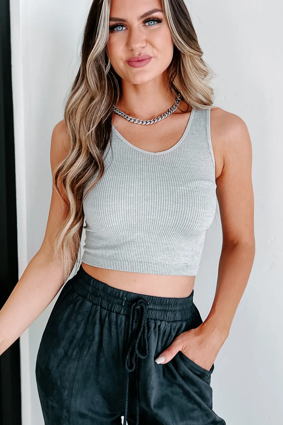 Absolutely Necessary Ribbed Crop Top (Heather Grey)