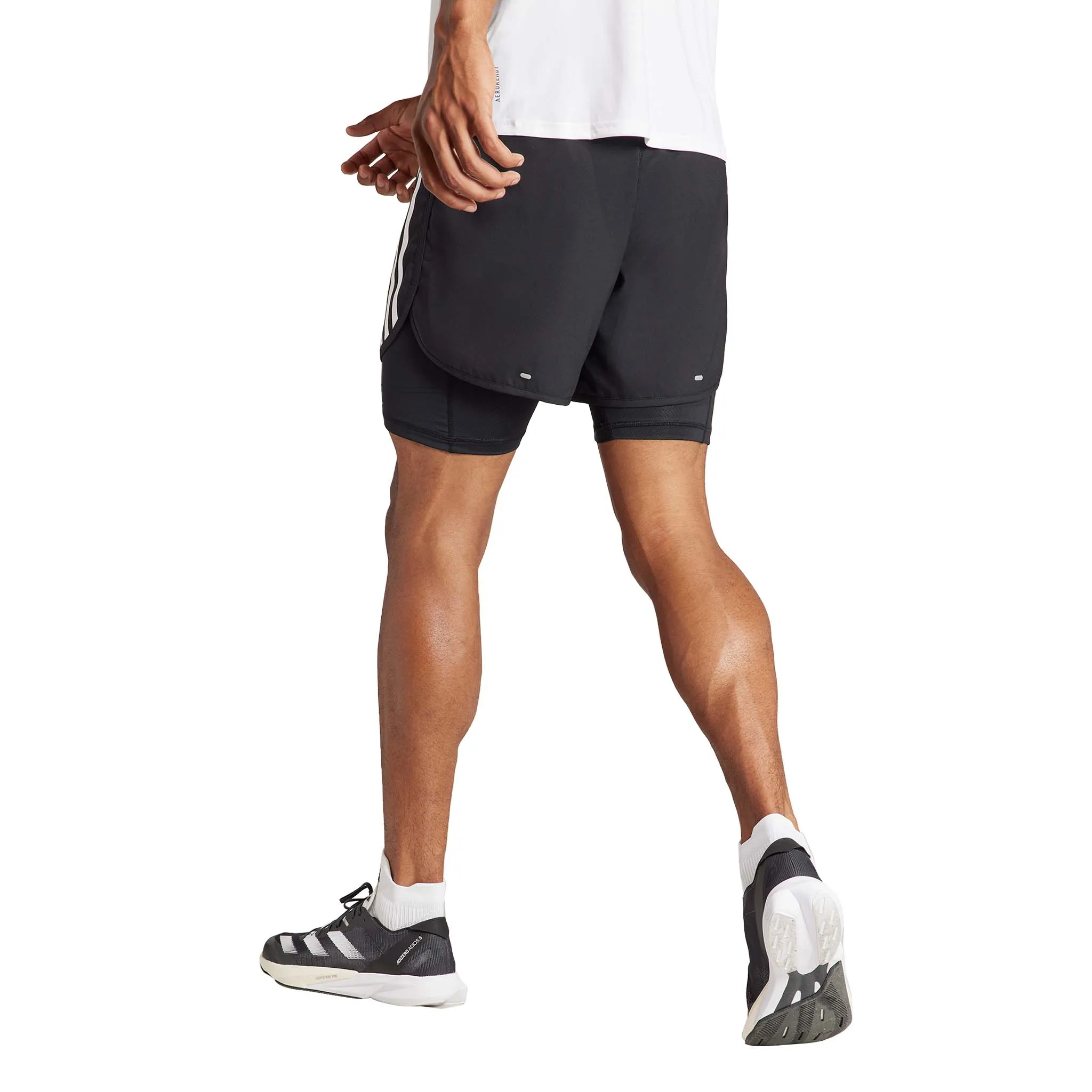 adidas | Men's Own The Run 3-Stripes 2-In-1 Shorts - Black