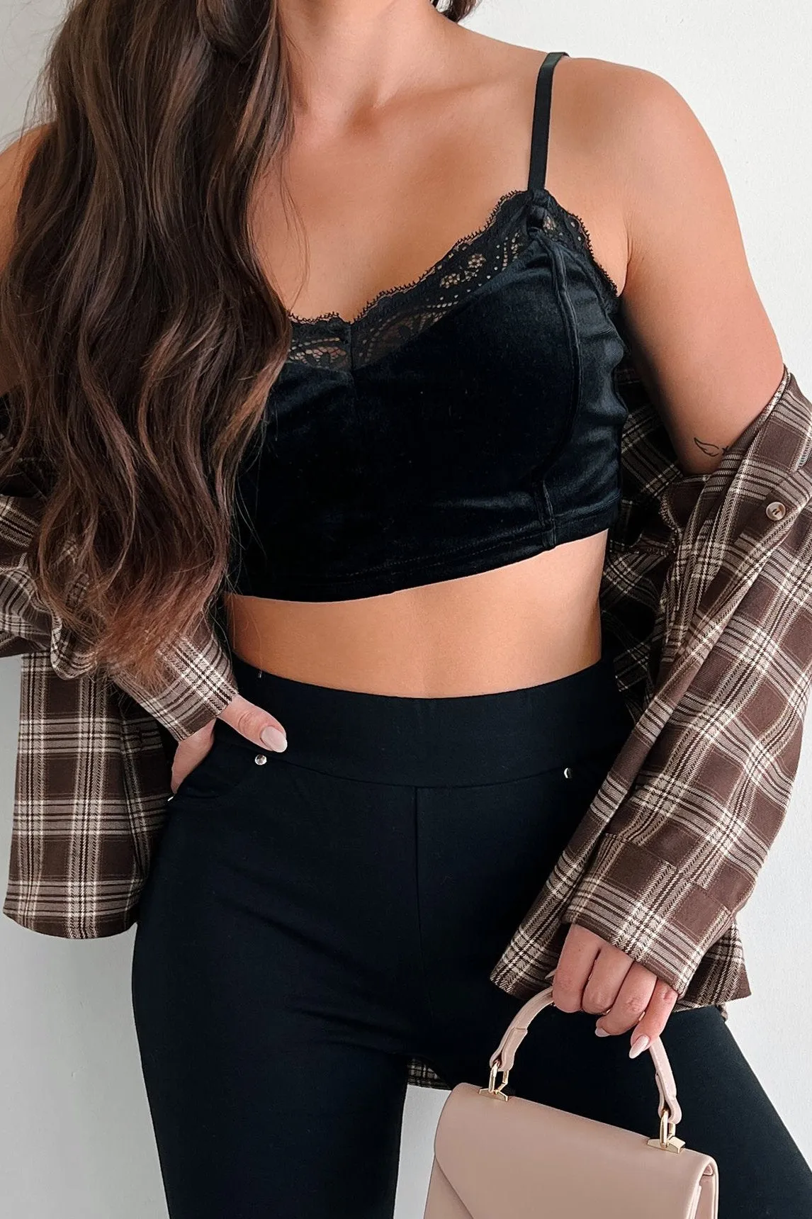 Always Distracting Velvet Crop Top (Black)