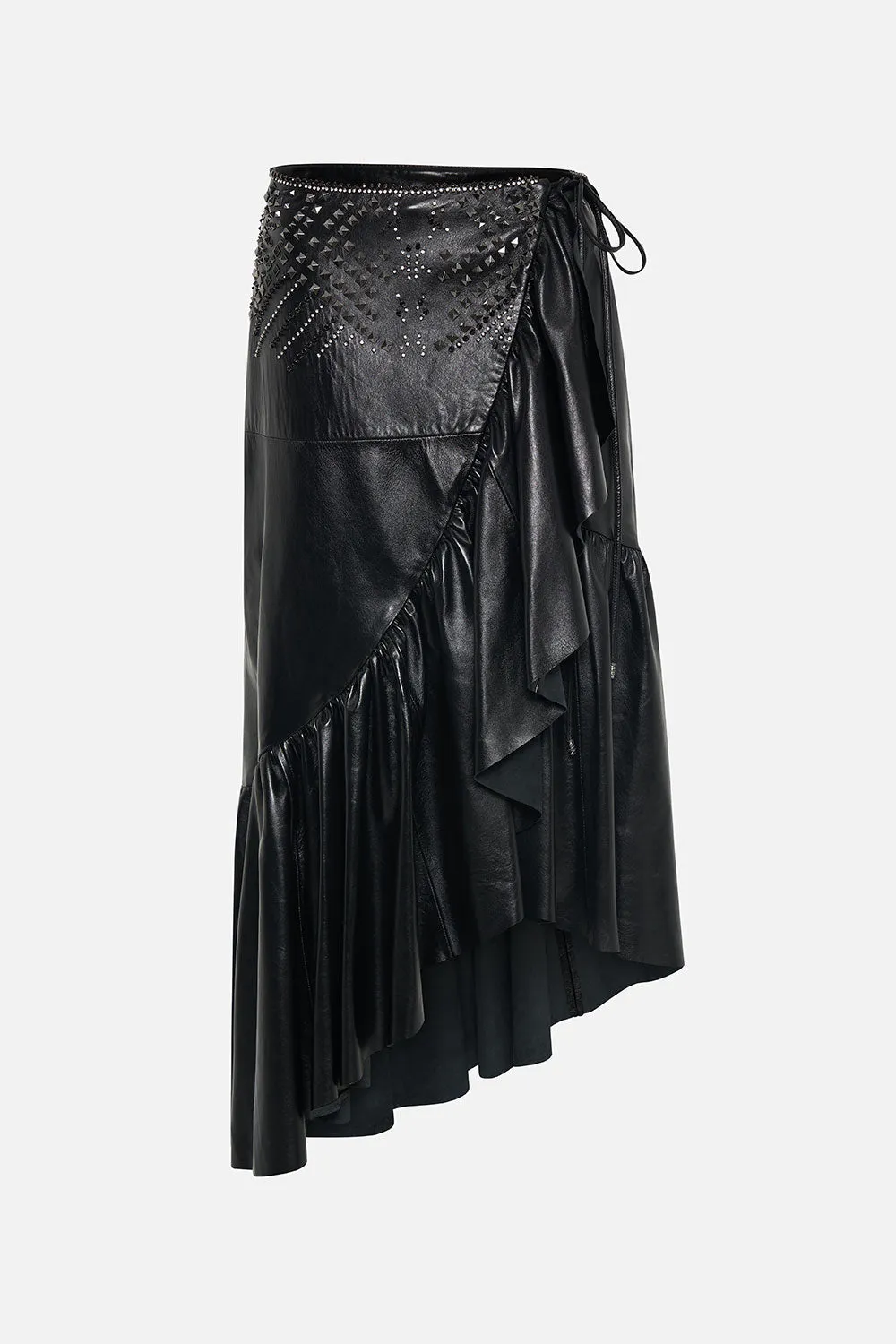 ASYMMETRICAL RUFFLE SKIRT LEATHER