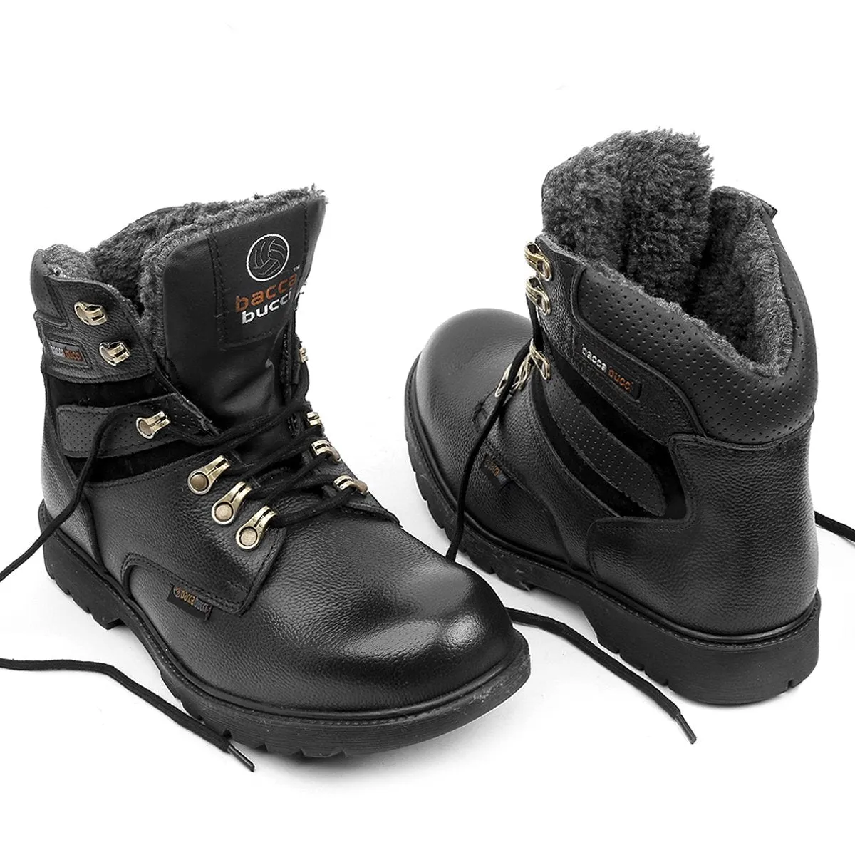 Bacca Bucci 6 Inches Steel Toe Cap Genuine Grain Leather Boots | Snow Boots with Fur