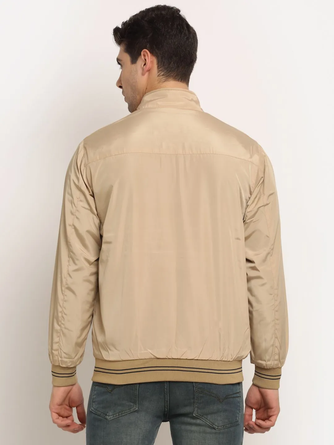 Beige & Navy Blue Men's Reversible Jacket