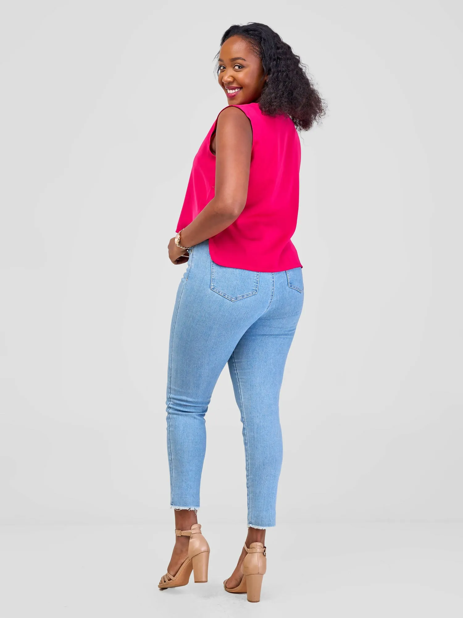 Bella Wangu High-Low Top - Fuschia