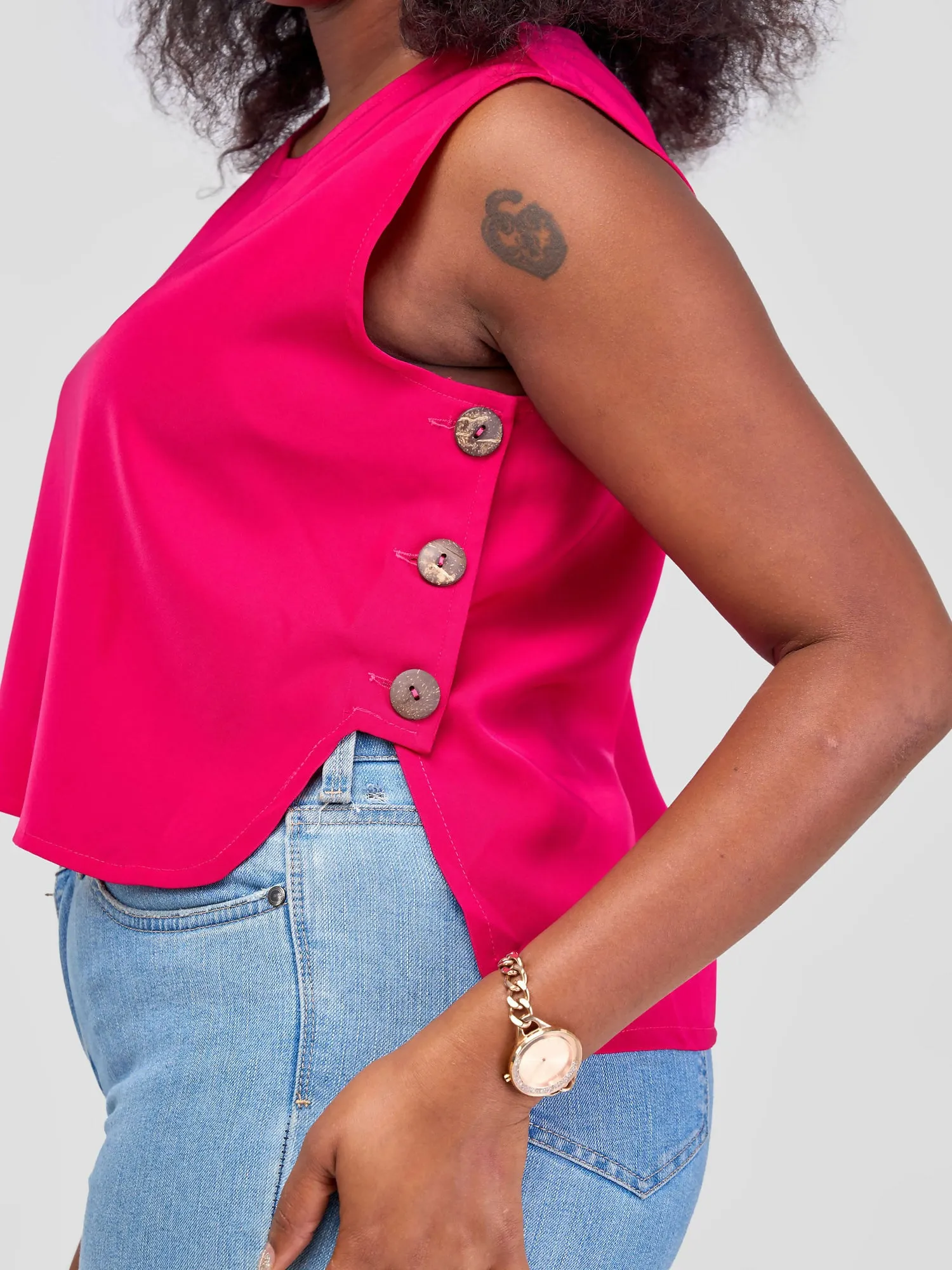 Bella Wangu High-Low Top - Fuschia