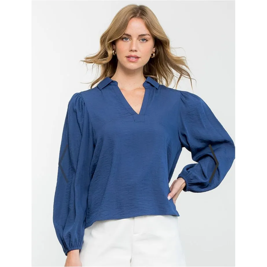 Bianca Long Sleeve Collared THML Top-SALE