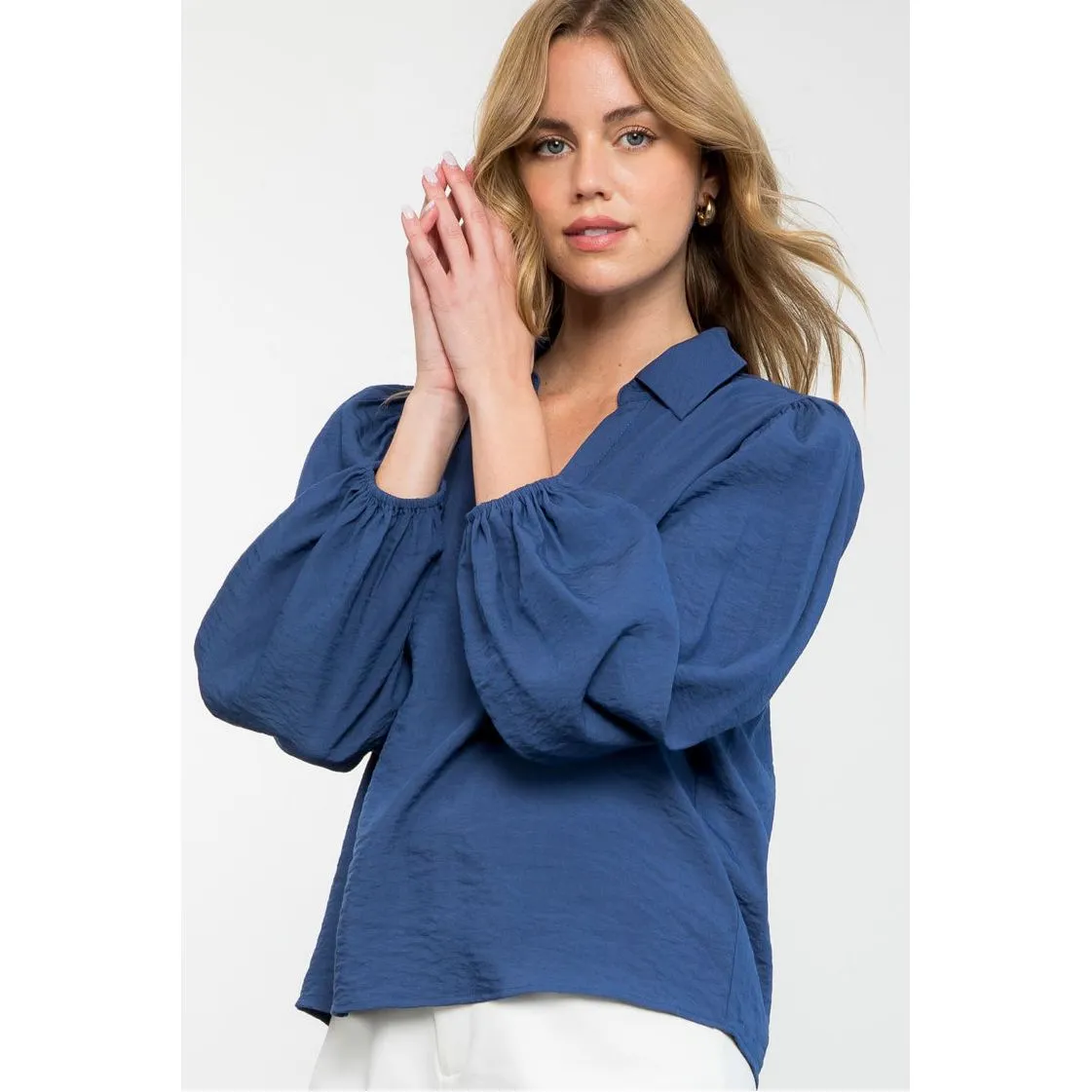 Bianca Long Sleeve Collared THML Top-SALE