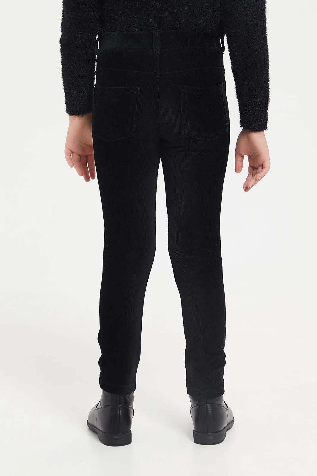 Black Knitted Corduroy Jeggings