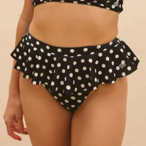 Black Polka Dot Peplum Bikini Bottoms