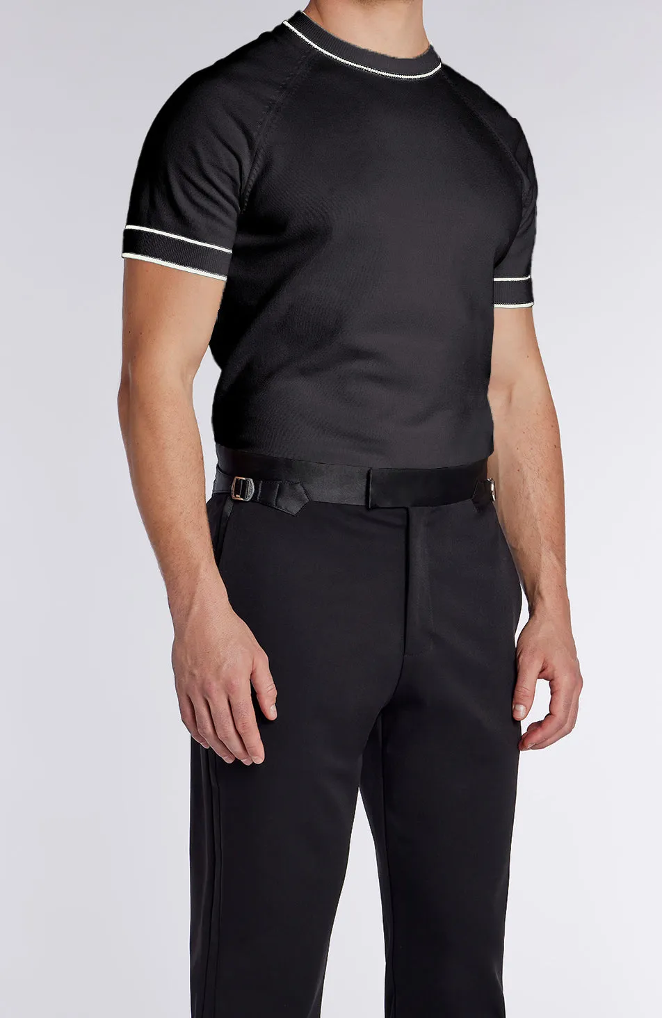 Blanton Slim Tux Chino Trousers in Black