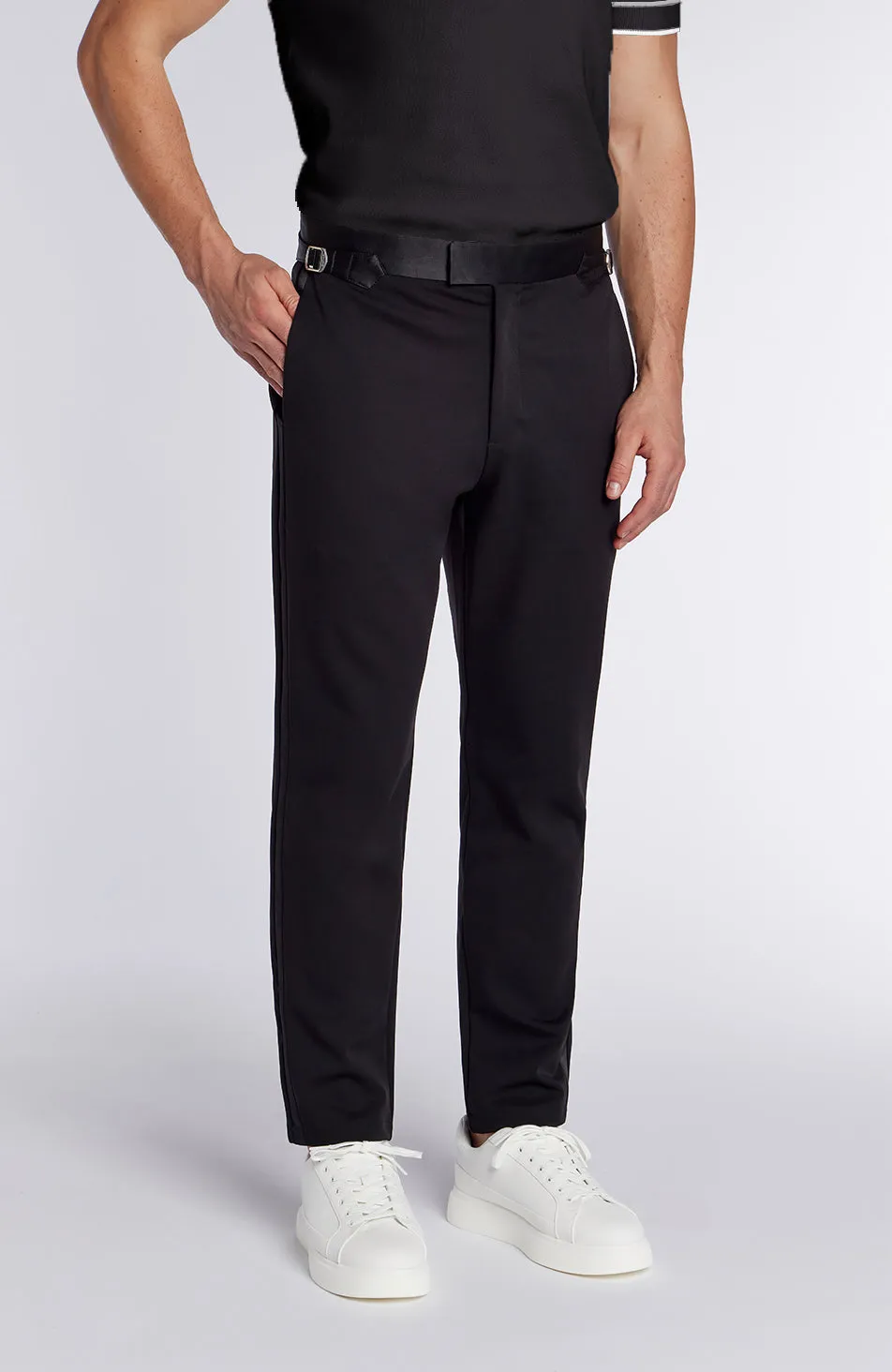 Blanton Slim Tux Chino Trousers in Black