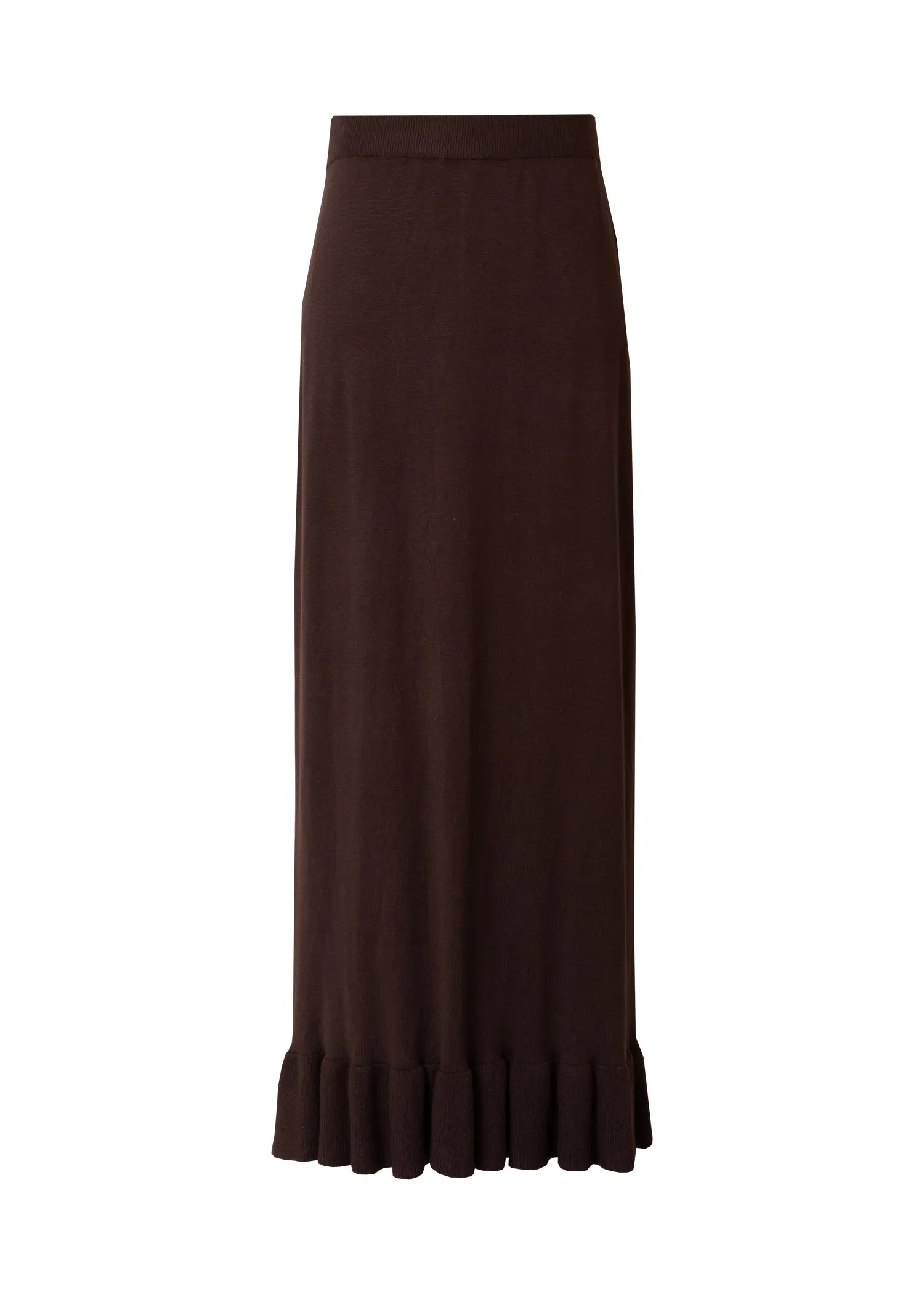 Brown Knit Ruffle Skirt