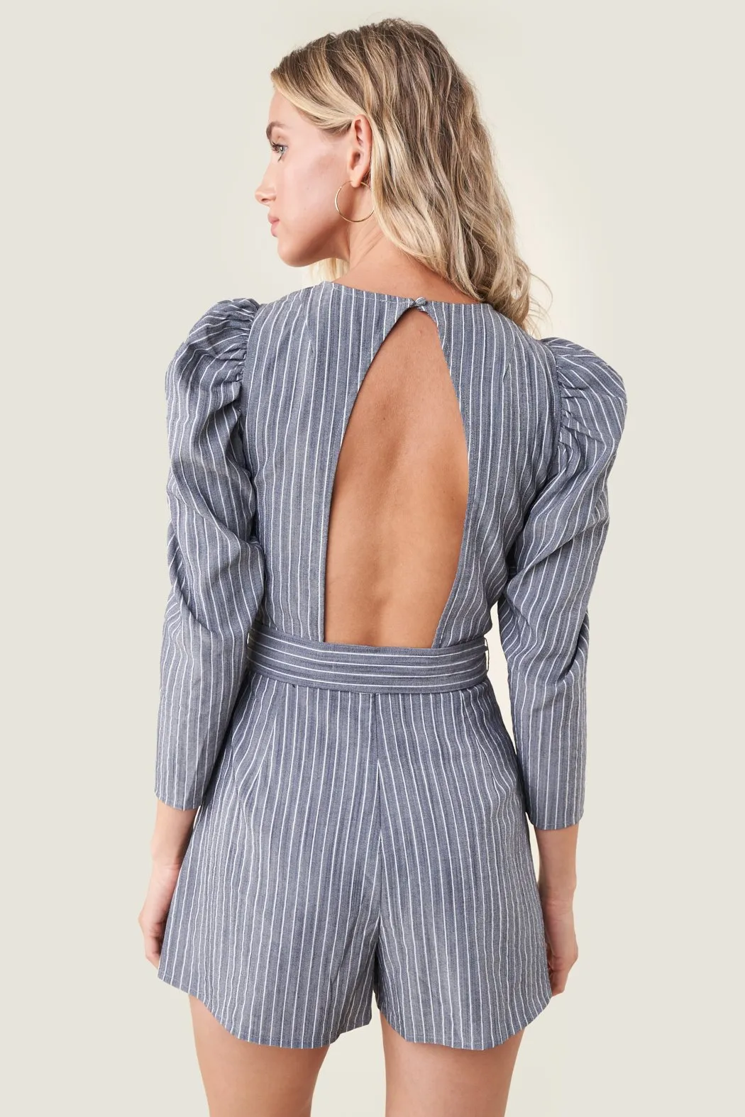 Charlie Striped Open Back Romper