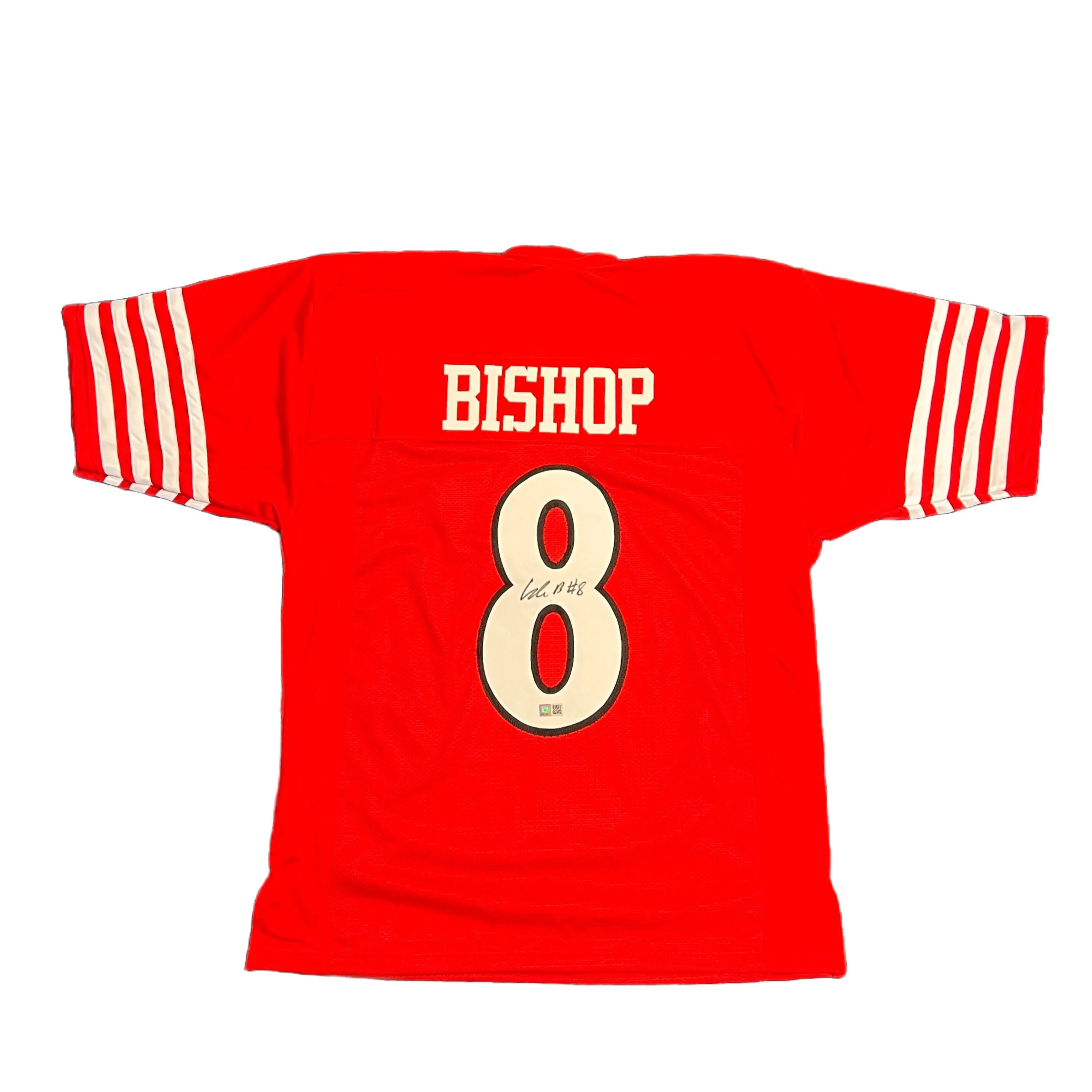 Cole Bishop Signed Custom Red College Jersey