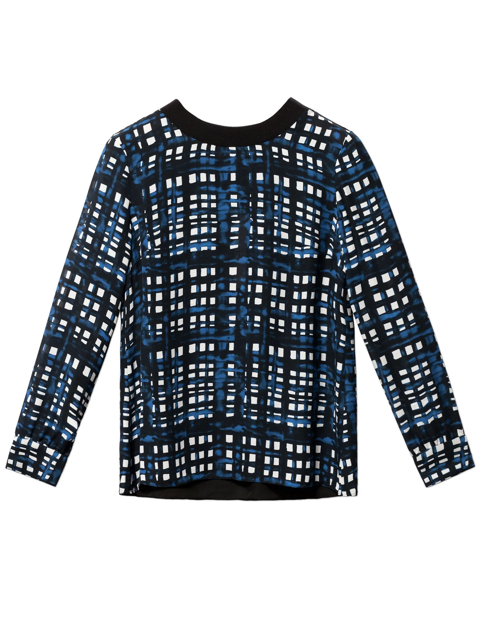 Crewneck Top Navy Plaid