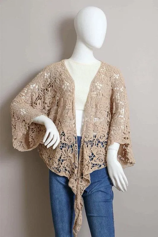 Crochet Floral Petal Kimono Wrap