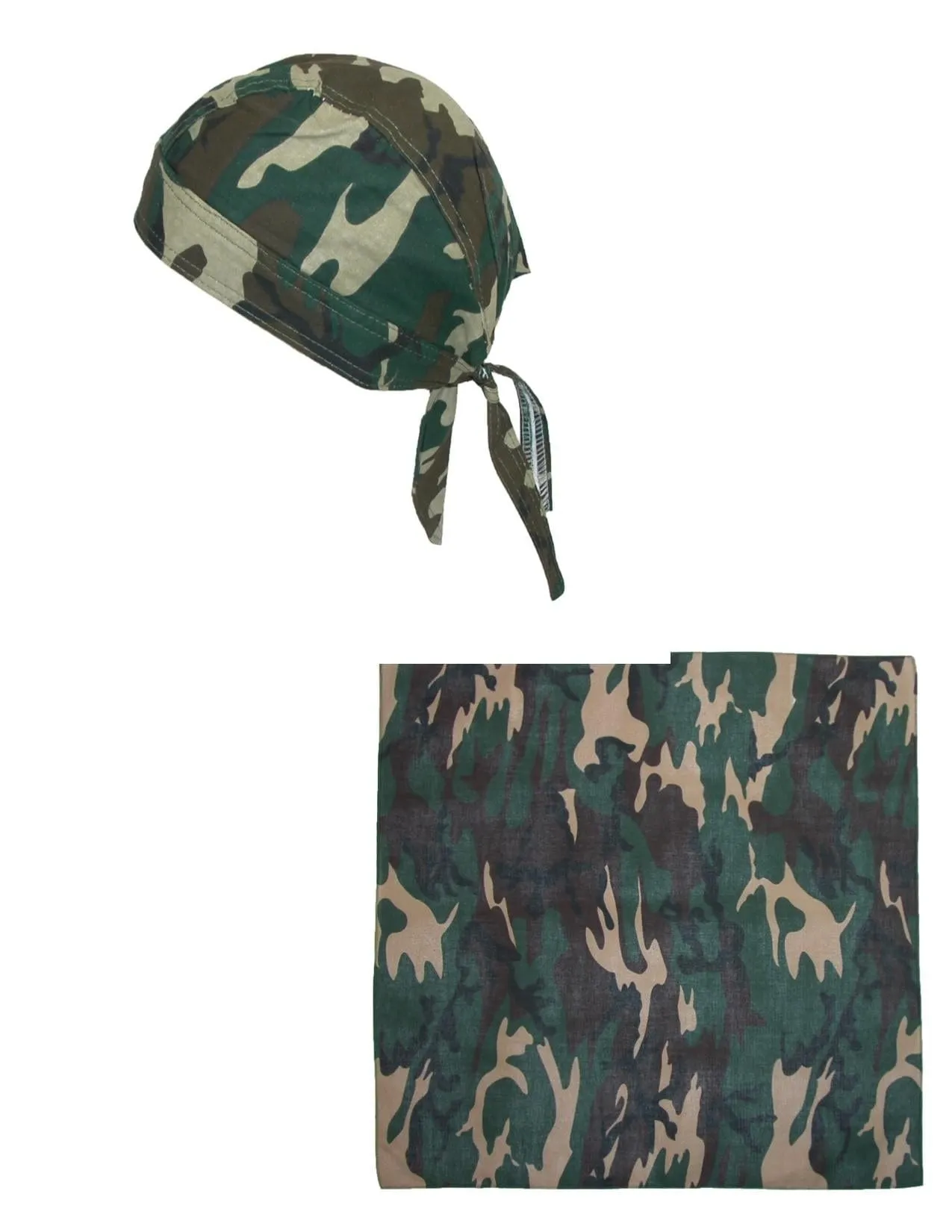 CTM® Men's Cotton Lined Camo Skull Do Rag Cap with Bandana Kit