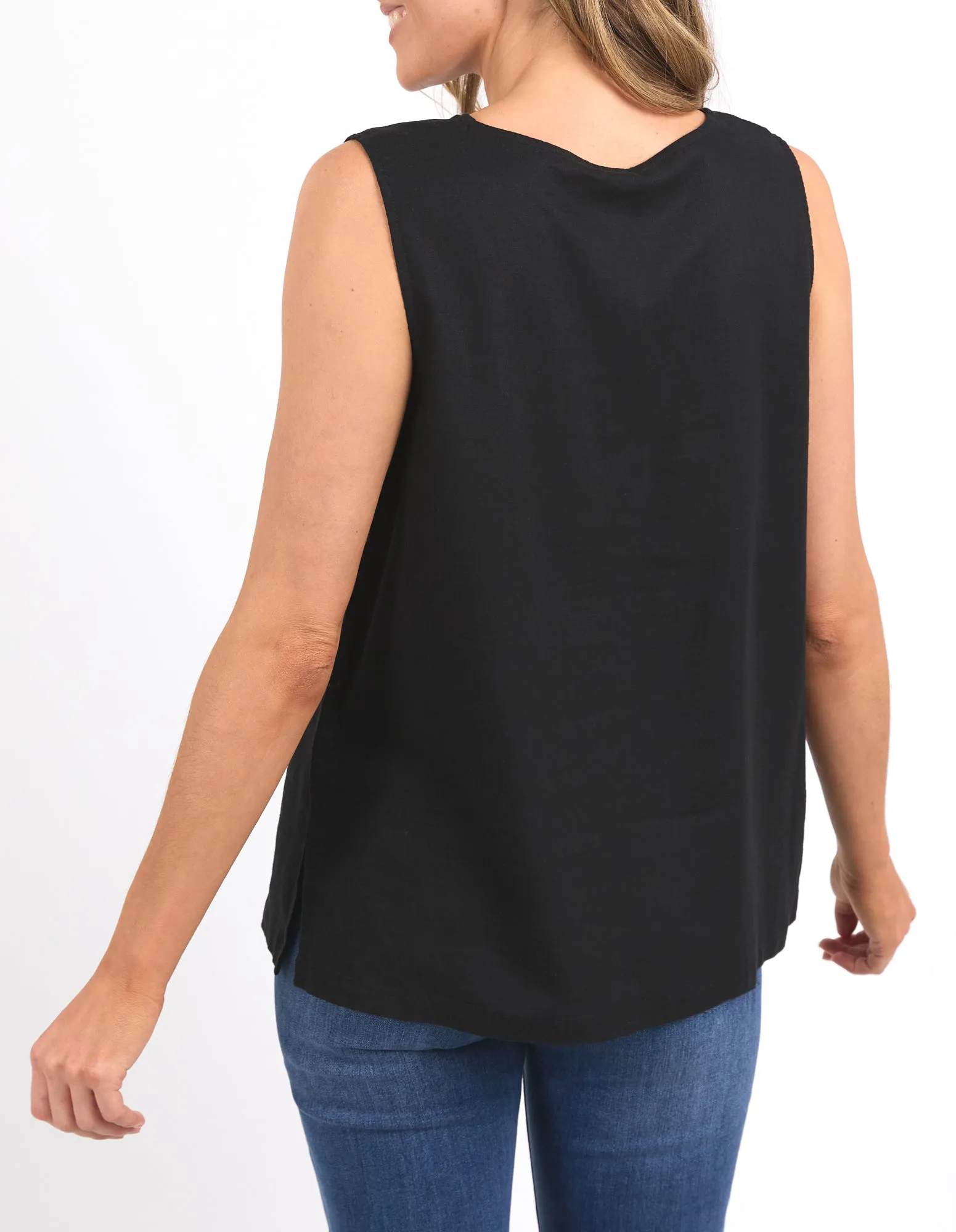 Curtis Woven Tank Black