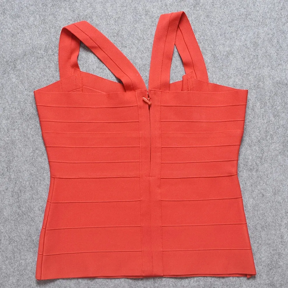 DressBetty - 2024 Red Criss Cross Bandage Tank Top for Office Ladies