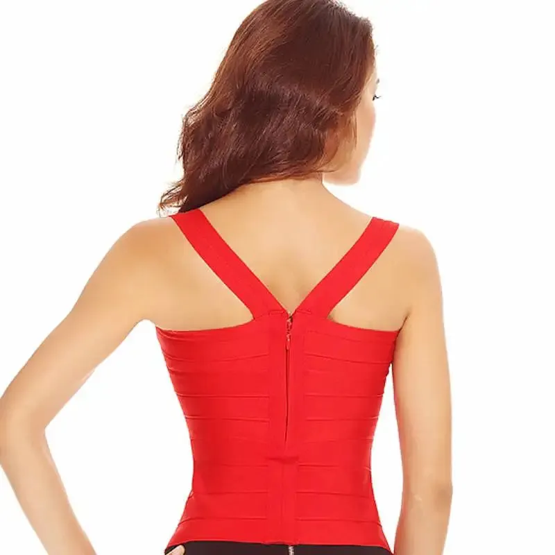 DressBetty - 2024 Red Criss Cross Bandage Tank Top for Office Ladies