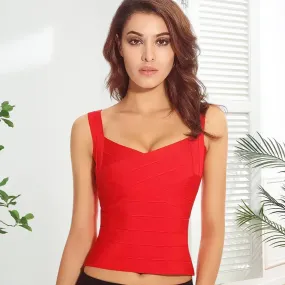 DressBetty - 2024 Red Criss Cross Bandage Tank Top for Office Ladies