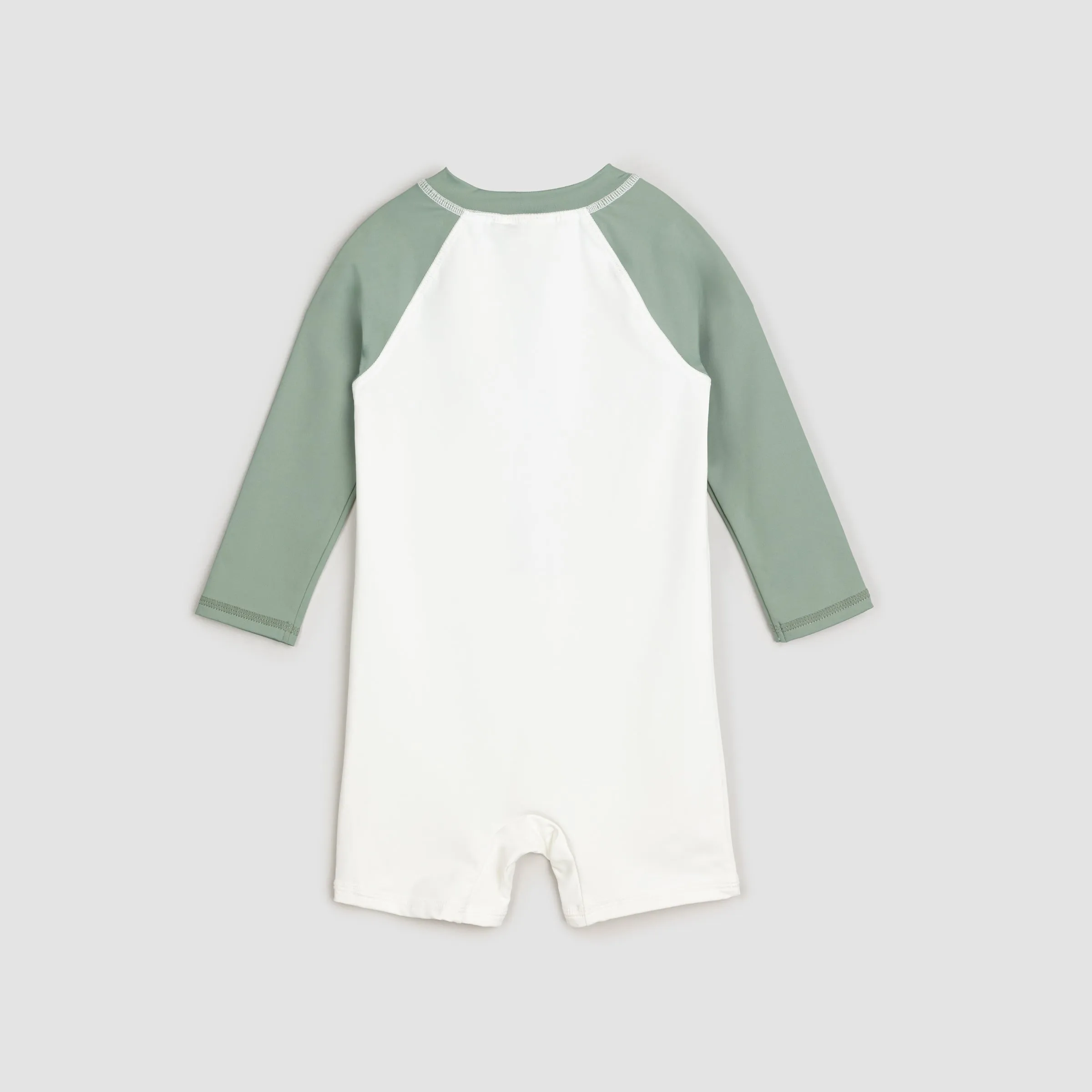 Dusty Green Color Block Long-Sleeved Swim Romper | Miles The Label