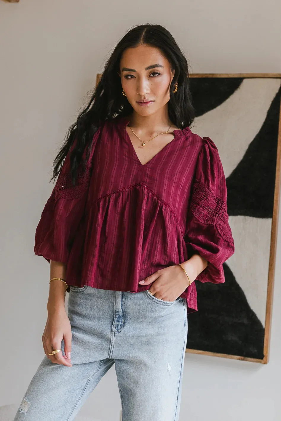 Ellison Blouse in Burgundy - FINAL SALE