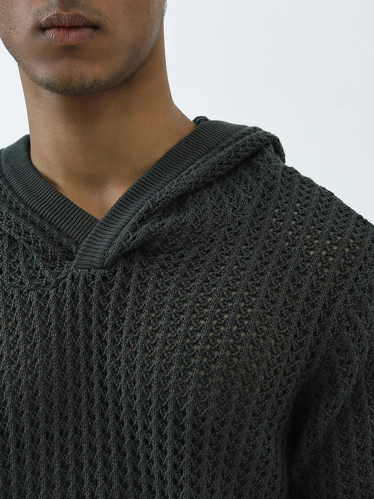 ETA Dark Green Crochet Detailed Relaxed-Fit Sweatshirt