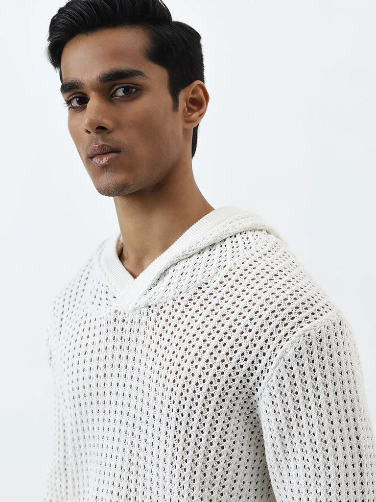 ETA White Crochet Detailed Relaxed-Fit Sweatshirt