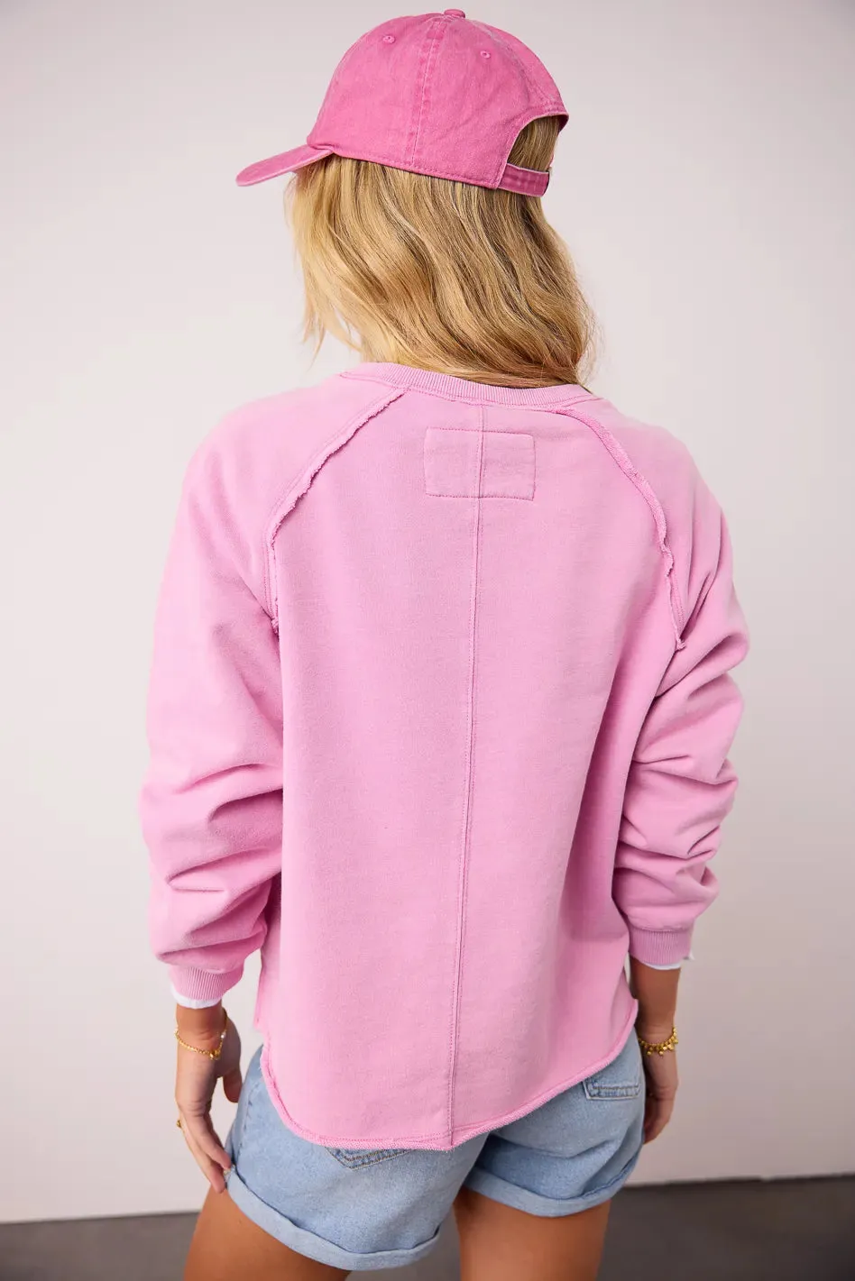 Exposed Seam Sweatshirt in Pink