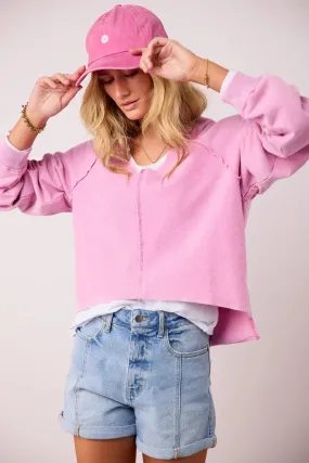 Exposed Seam Sweatshirt in Pink