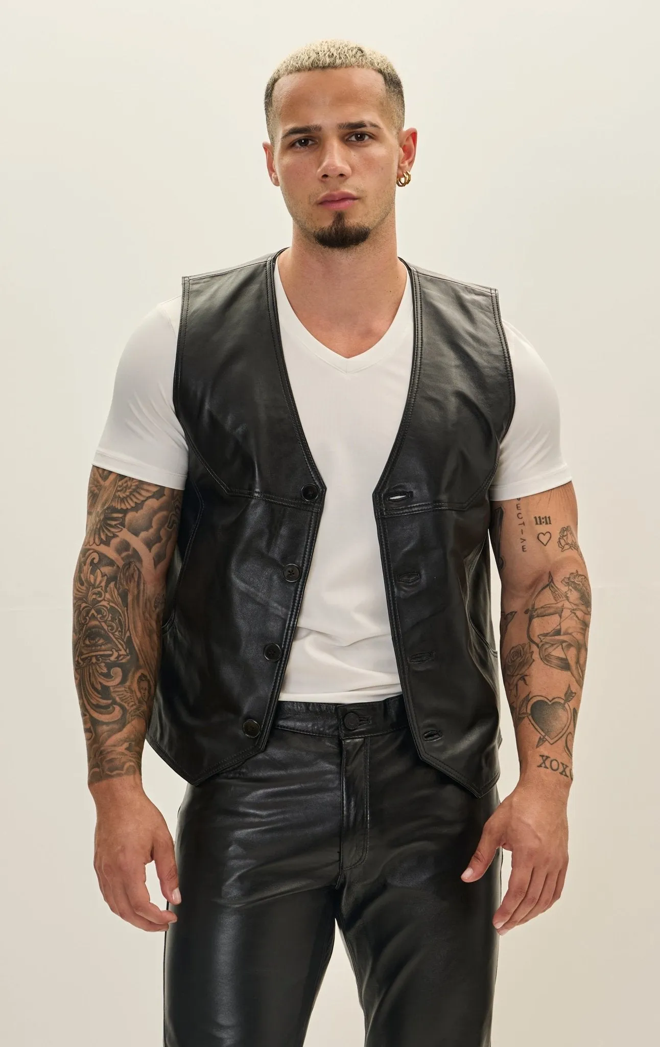 Genuine Leather Vest - Black