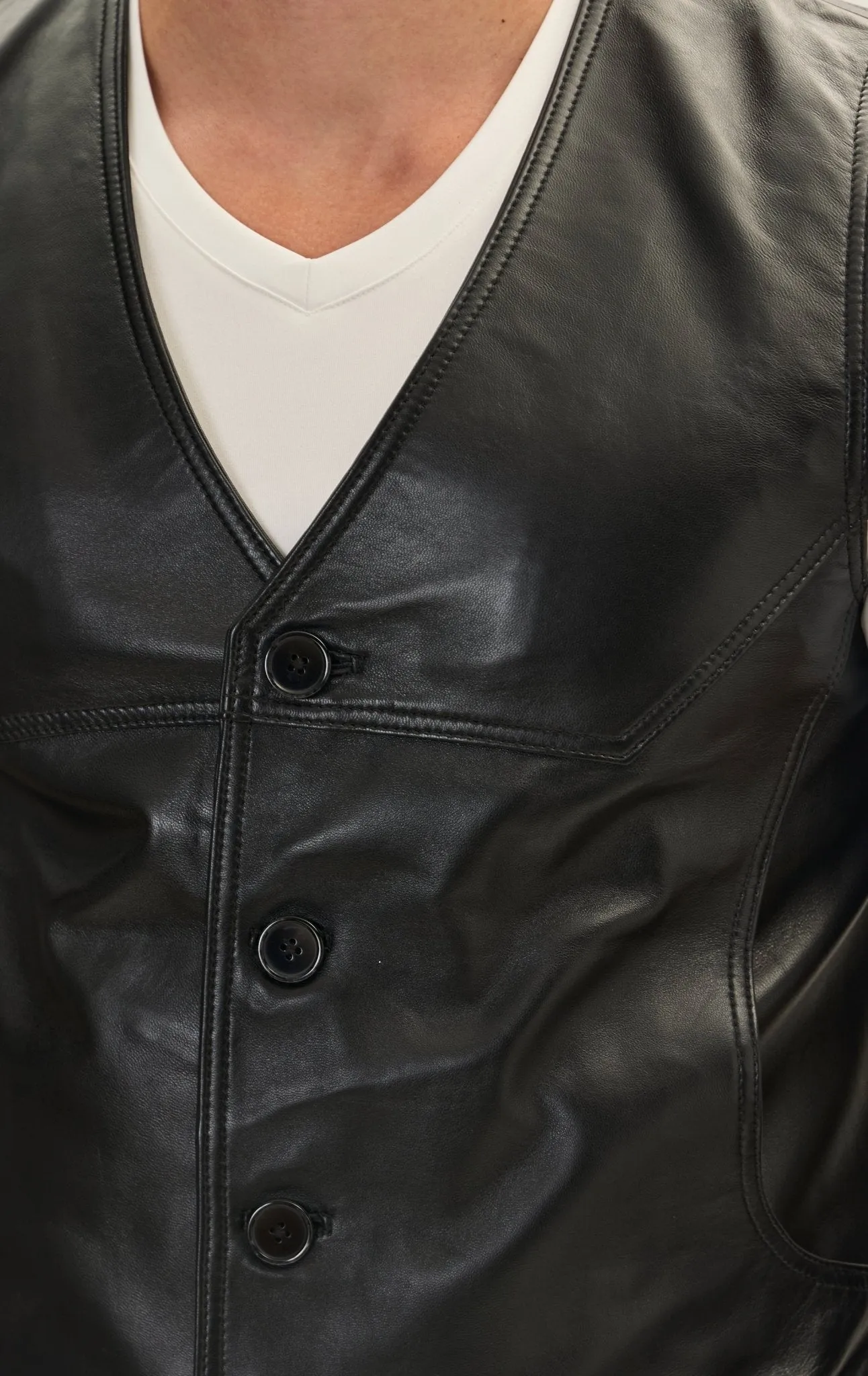 Genuine Leather Vest - Black