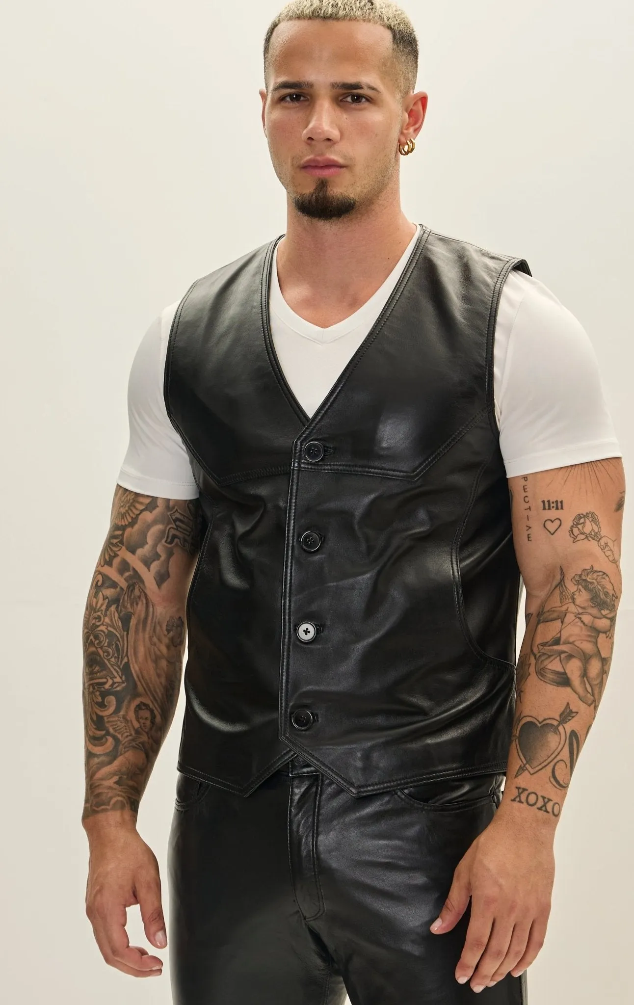 Genuine Leather Vest - Black