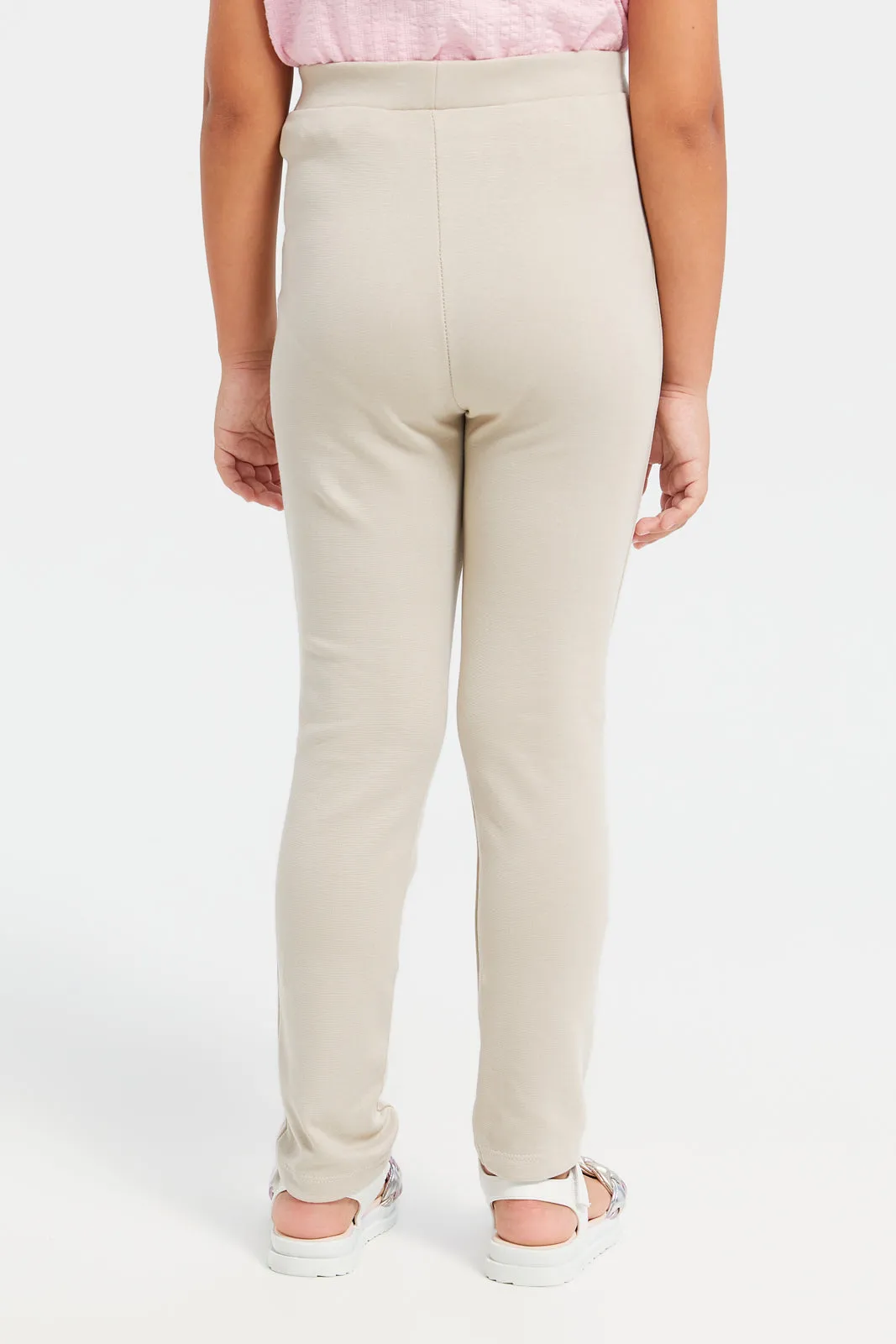 Girls Beige Leggings