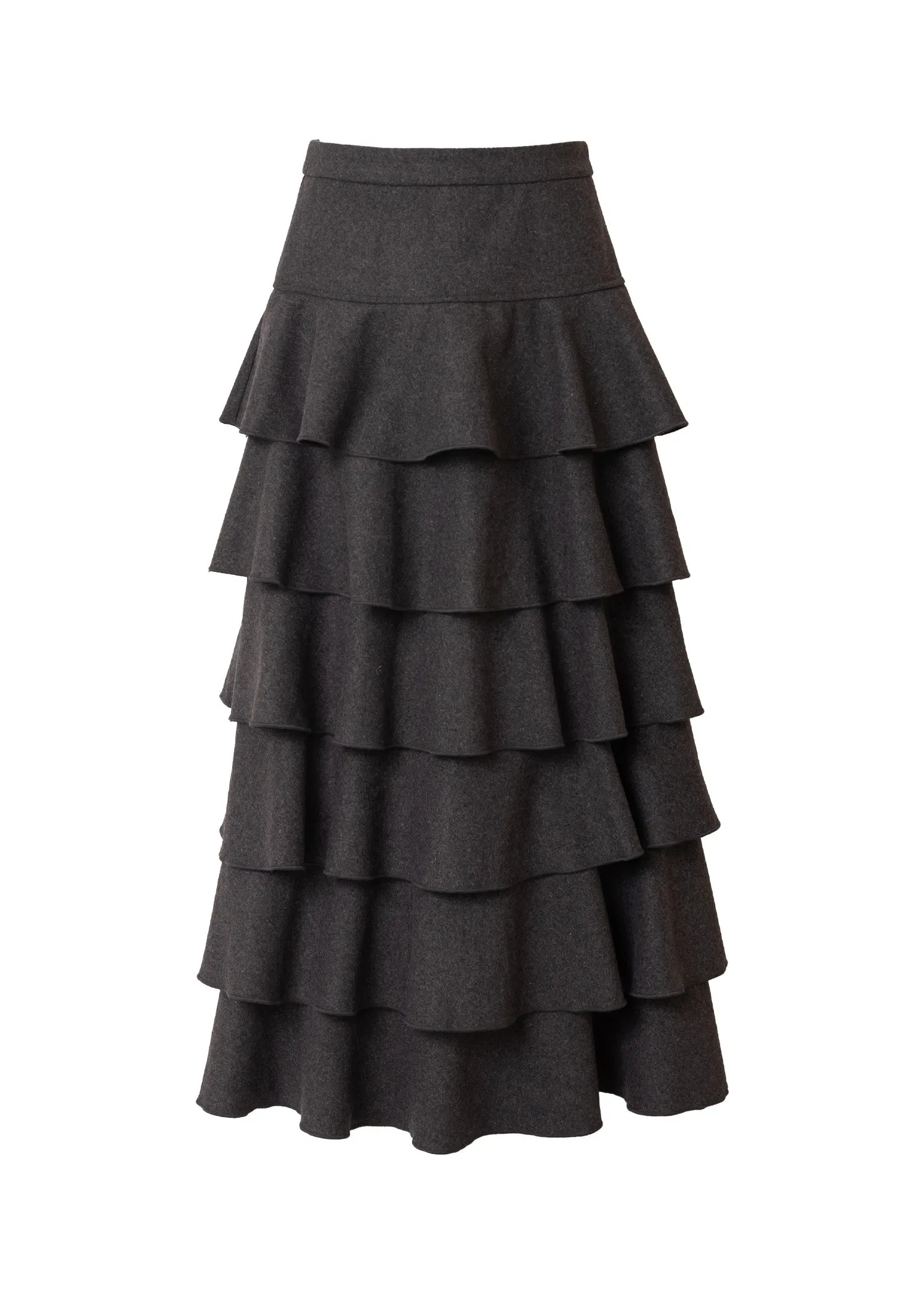 Grey Wool Ruffle Skirt