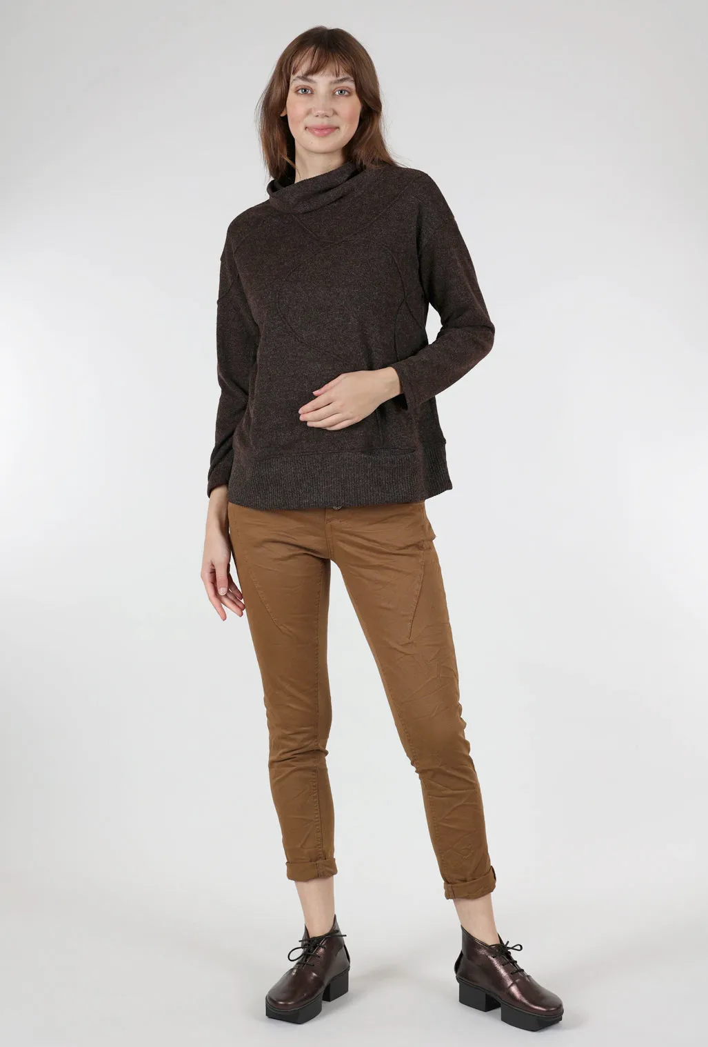 Hidden Pocket Seam Sweater, Brown