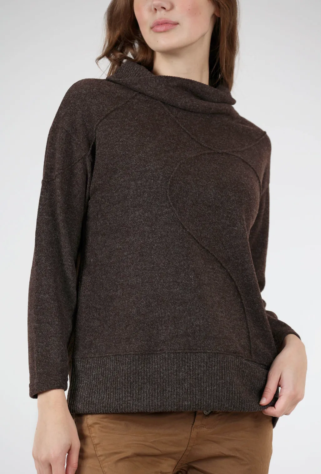 Hidden Pocket Seam Sweater, Brown