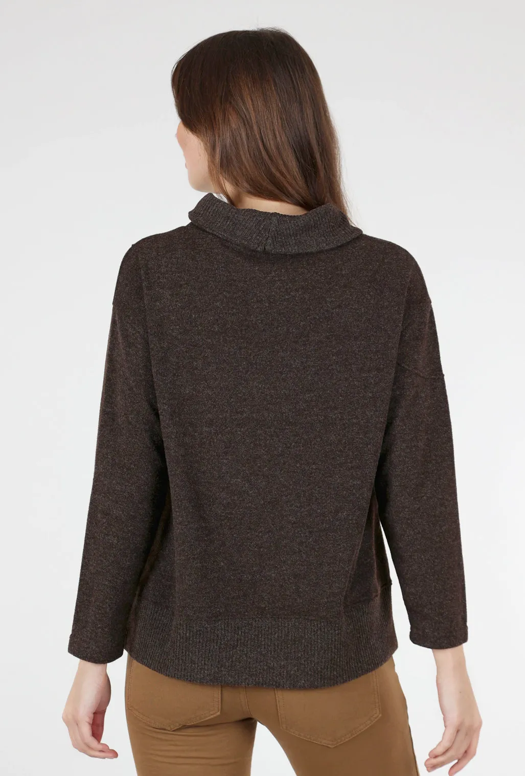 Hidden Pocket Seam Sweater, Brown