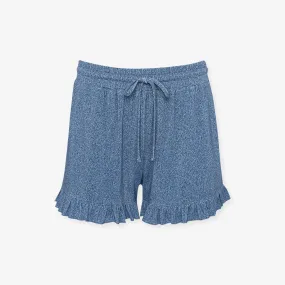 Indigo Denim Women's French Terry Ruffled Shorts