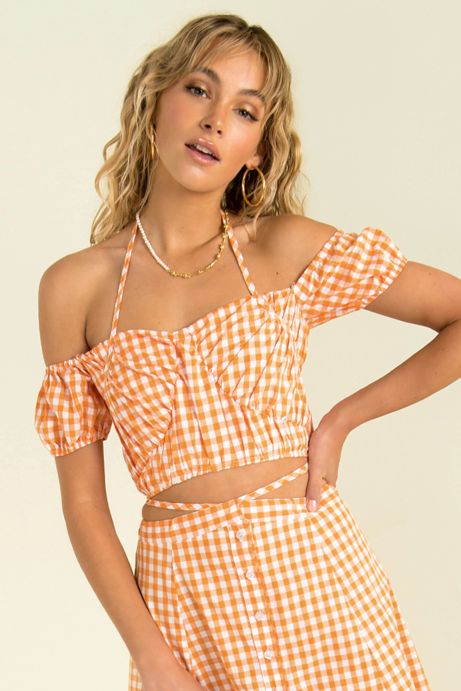 Inger Top / Orange Check