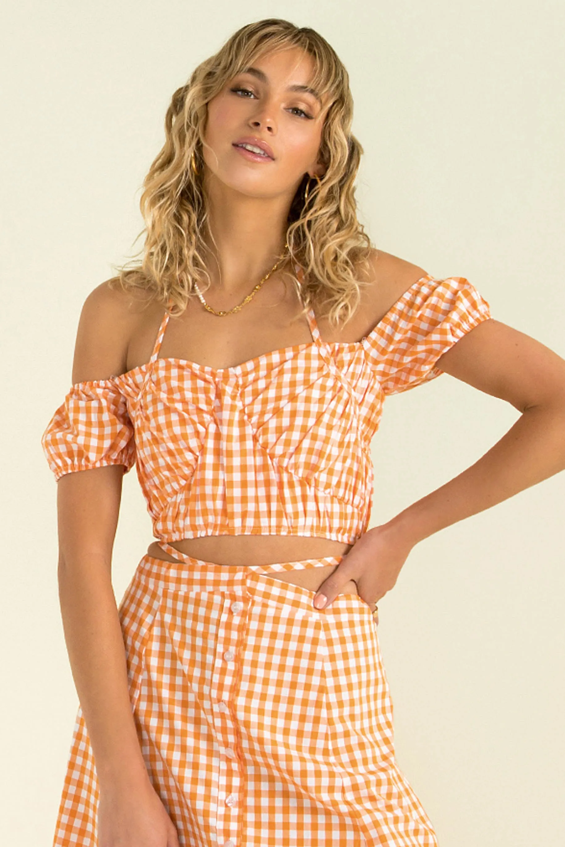 Inger Top / Orange Check