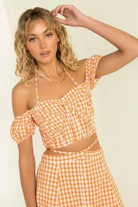 Inger Top / Orange Check