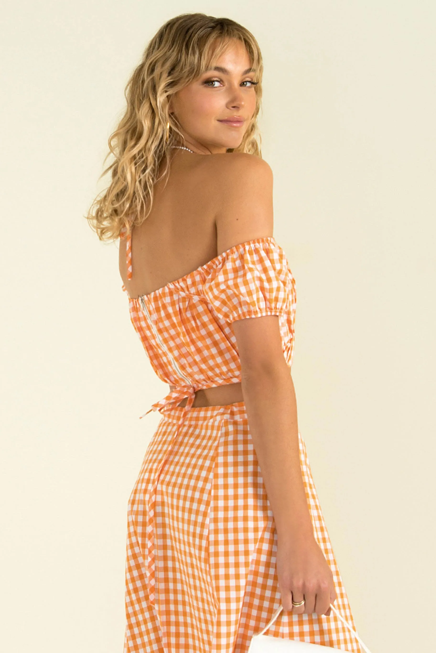 Inger Top / Orange Check