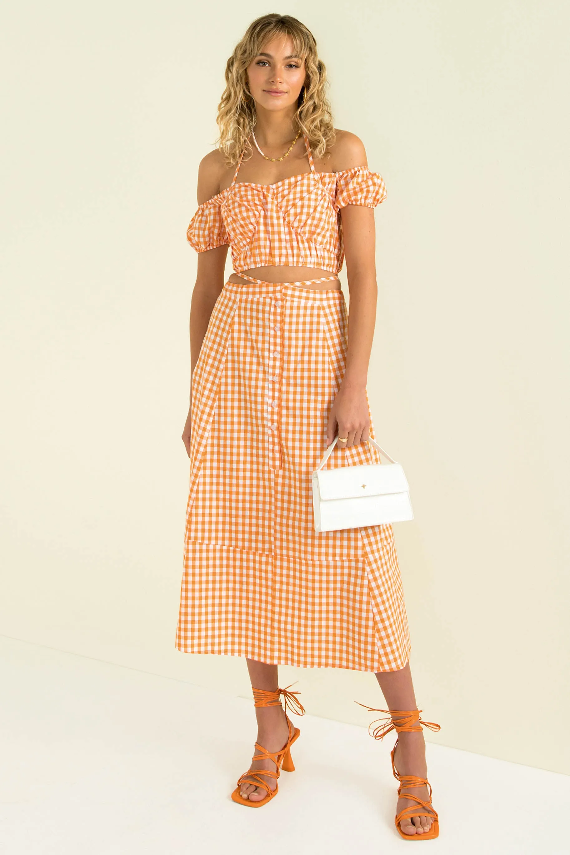 Inger Top / Orange Check