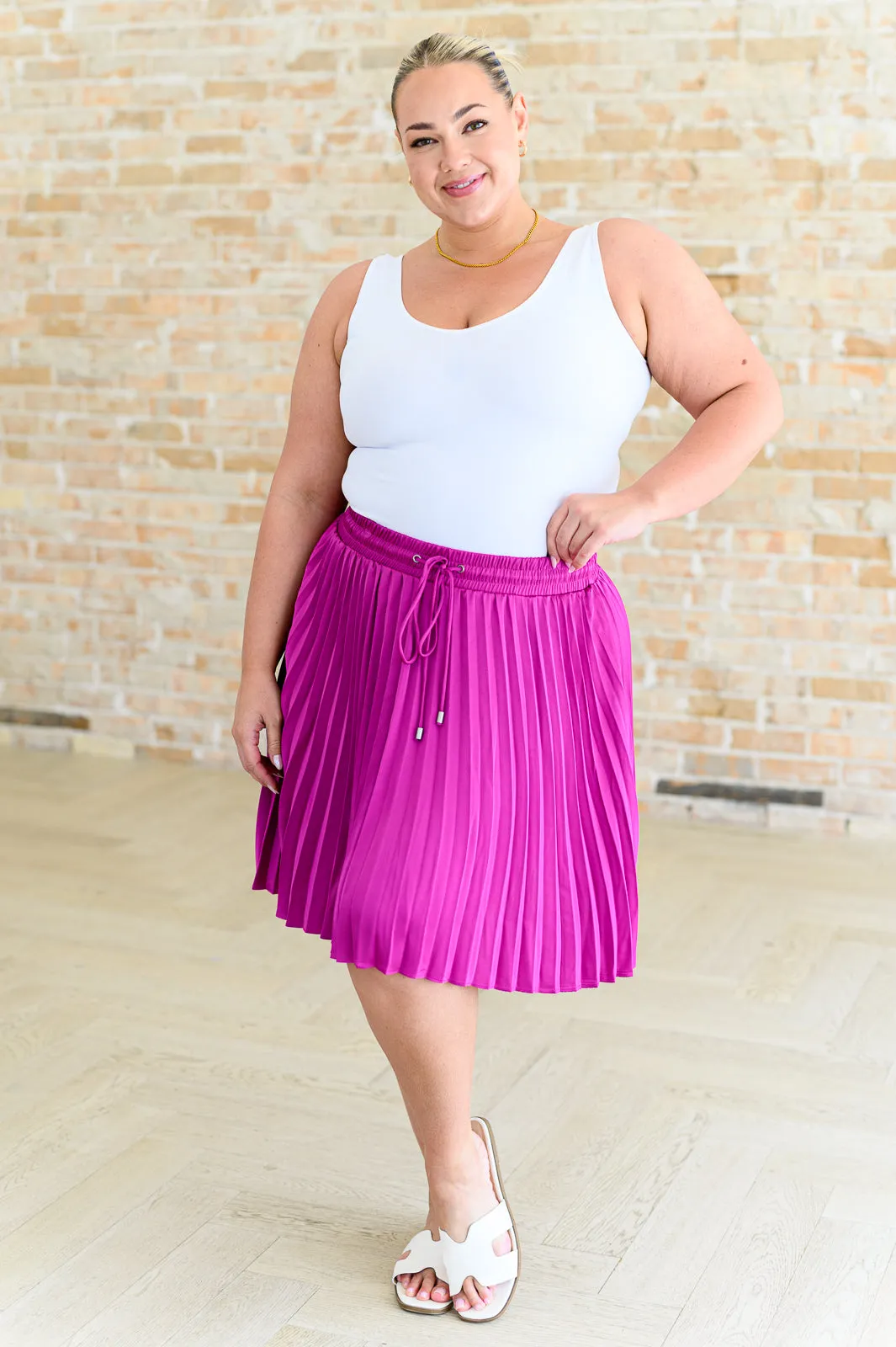 Just a Flirt Pleated Skirt in Magenta - MAGIC50